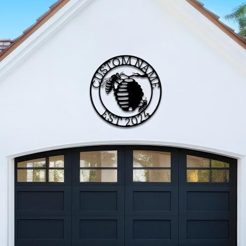 Custom Honey Bee Metal Wall Sign, Personalized Metal Bee Decor, Bee Garden Art, Gift for Bee Keeper, Bee Farm Sign, Gardener Decor, Bee Art (Bee M)