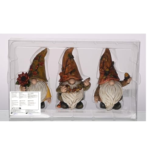 Valery Madelyn Autumn Decorations, Lovely Set of 3 Medium Gonks Ornaments, Waterproof Resin Autumn Home Decor, Gonks Gifts for Women, Fall Decorations for Living Room, Bedroom, Garden 10CM