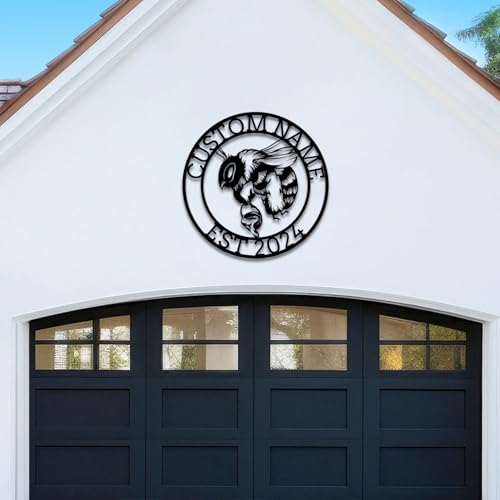 Custom Honey Bee Metal Wall Sign, Personalized Metal Bee Decor, Bee Garden Art, Gift for Bee Keeper, Bee Farm Sign, Gardener Decor, Bee Art (Bee M)