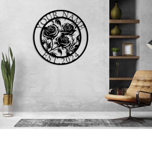 Custom Garden Name Metal Sign,Rose Flower Garden Metal Sign,Personalized Rose Flower Sign, With Stake Porch Decor Garden Decoration,Mother's Day Mom Grandma Gardener Gift (Rose A)