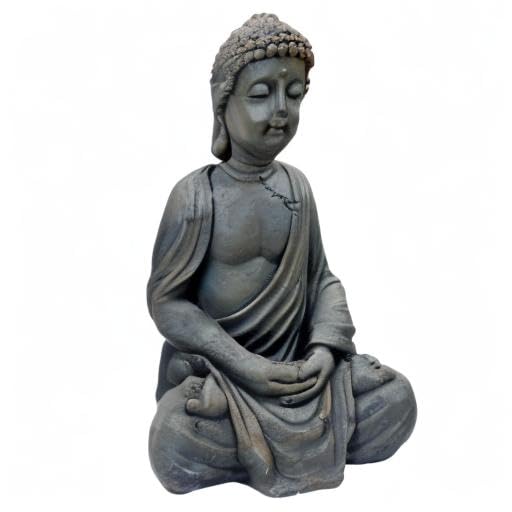 Sitting Buddha Garden Ornament Outdoor Statue Indoor Home Decor Bronzed Effect Figurine Table top Thai Meditating Décor Zen Weather Resistant 25cm Tall