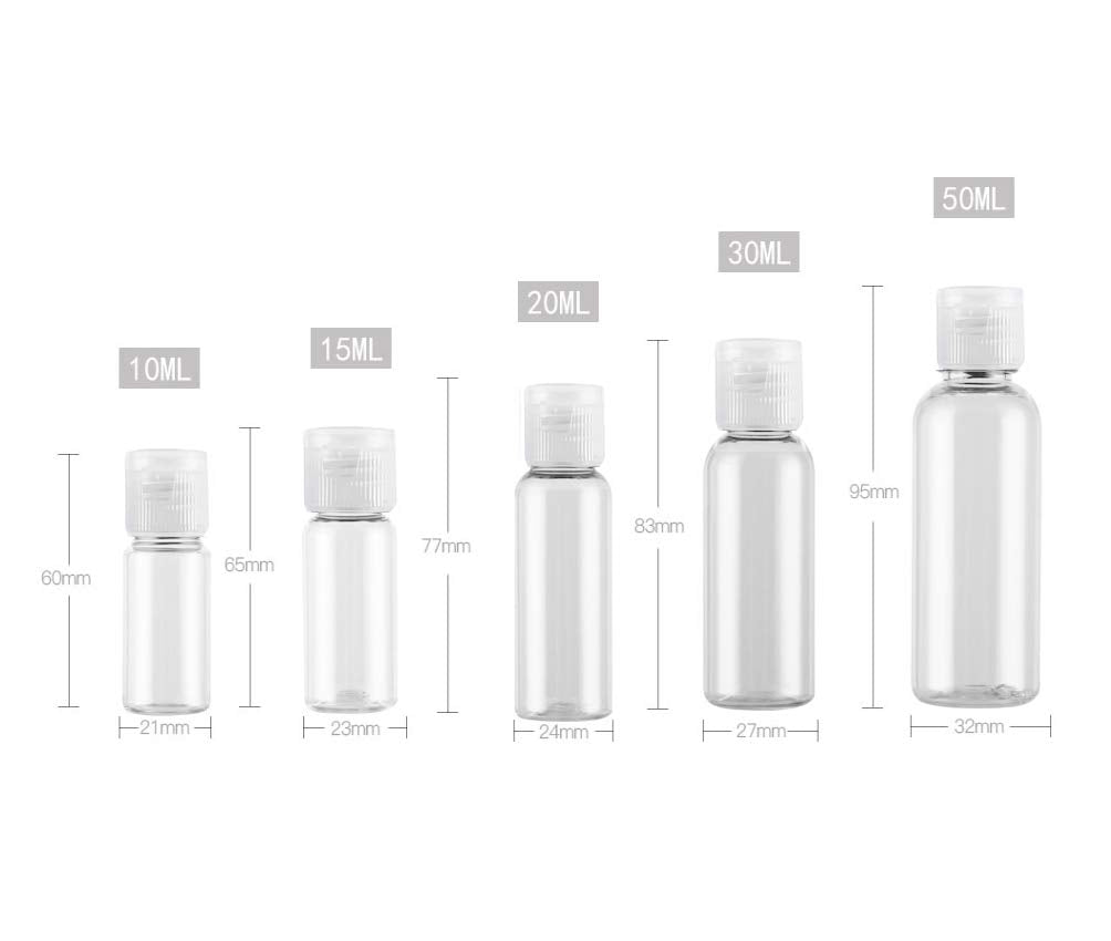 12PCS 15ml/0.5oz Empty Clear Plastic Sample Bottle Travel Container Jar Pot Vial with Flip Lid Perfect for Makeup Emollient Water Shower Gel Emulsion Liquid Comestic Containers (15ml/0.5oz)