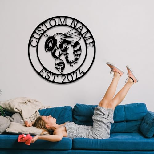 Custom Honey Bee Metal Wall Sign, Personalized Metal Bee Decor, Bee Garden Art, Gift for Bee Keeper, Bee Farm Sign, Gardener Decor, Bee Art (Bee M)