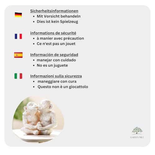 Garden Mile Stone Effect Animal Garden Statue Kissing Monkeys Sitting Monkeys Sculptures Patio Pond & Garden Ornaments Outdoor Home Outdoor Decor Living Room Decor