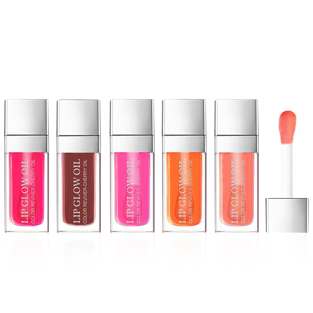 AOOWU Plumping Lip Oil Tinted, Moisturizing Lip Oil Long Lasting Nourishing Lip, Hydrating Lip Gloss Tint Lipstick for Women, Glitter Shine Liquid Lipstick, Lip Glaze Makeup Cosmetic