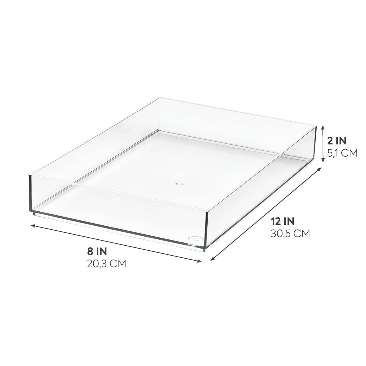 iDesign Storage Drawer from the Signature Series by Sarah Tanno, Rectangular PET Makeup Tray for Beauty Products, Cosmetic Organiser System, Clear/Matte White, 10.2 cm x 20.3 cm x 5 cm