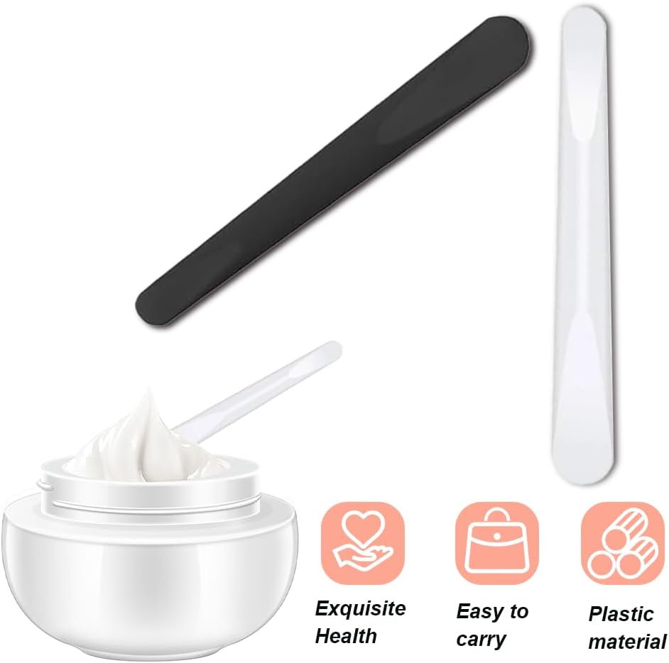 Cosmetic Spatula, 6 Pcs Mask Spatula, Facial Cream Spoon, Cosmetic Plastic Spatulas, Beauty Tool, Mixing Sampling, Black, White