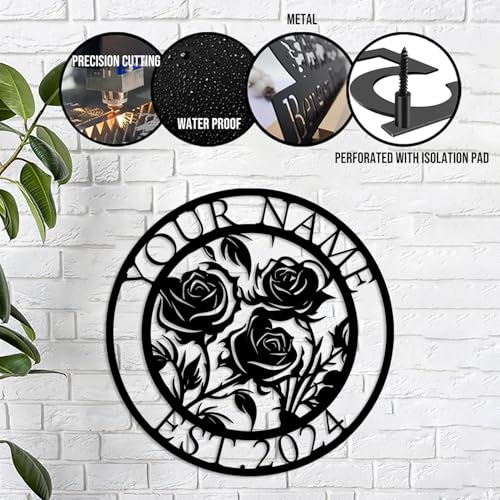 Custom Garden Name Metal Sign,Rose Flower Garden Metal Sign,Personalized Rose Flower Sign, With Stake Porch Decor Garden Decoration,Mother's Day Mom Grandma Gardener Gift (Rose A)