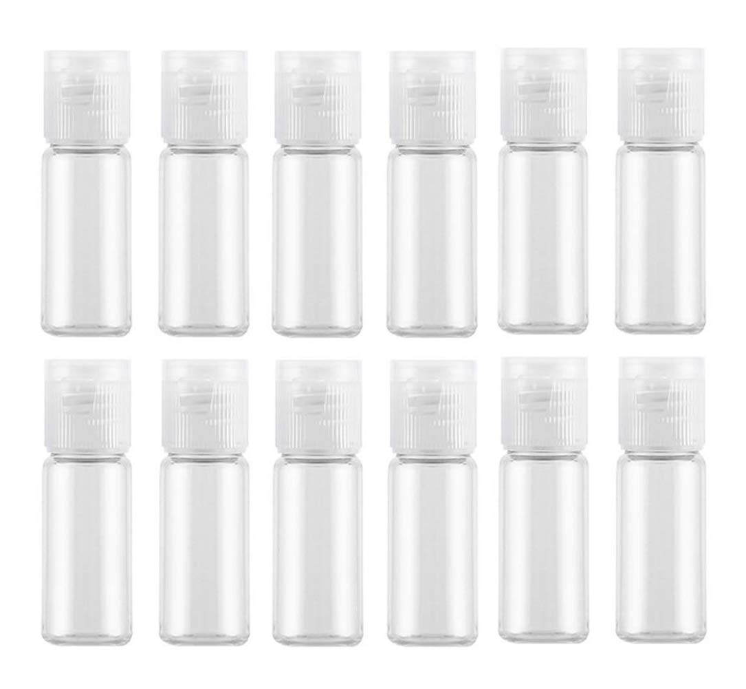 12PCS 15ml/0.5oz Empty Clear Plastic Sample Bottle Travel Container Jar Pot Vial with Flip Lid Perfect for Makeup Emollient Water Shower Gel Emulsion Liquid Comestic Containers (15ml/0.5oz)