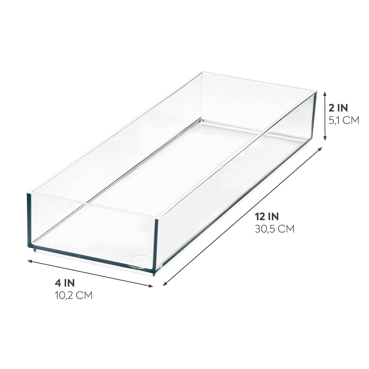 iDesign Storage Drawer from the Signature Series by Sarah Tanno, Rectangular PET Makeup Tray for Beauty Products, Cosmetic Organiser System, Clear/Matte White, 10.2 cm x 20.3 cm x 5 cm