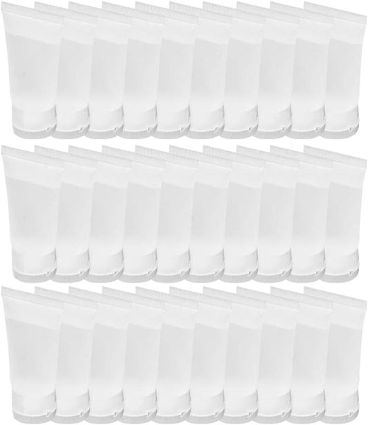 SOLUSTRE 50PCS Cosmetic Lotion Tubes, Squeeze Shampoo Bottles, Toiletry Lotion Bottle with Flip Lid, Empty Plastic Makeup Sample Bottles for Facial Cleanser Toner Hand Cream (10ml)