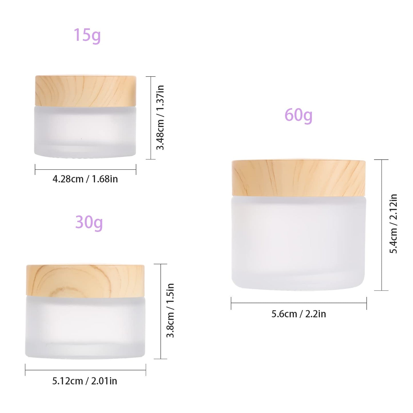 6 Pack Glass Jars,15ml Empty Frosted Refillable Sample Bottle Cosmetic Face Cream Jar Pot Bottle Container Holder Case with Screw Cap Lid and Liners