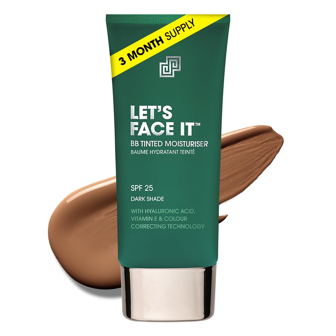 Shakeup Cosmetics Mens Tinted Moisturiser, Vegan Makeup for Men, Natural Coverage for Redness & Blemishes, 24hr Moisturisation with SPF, Easy Application, Bronze Shade, 50ml. Aka. LET'S FACE IT
