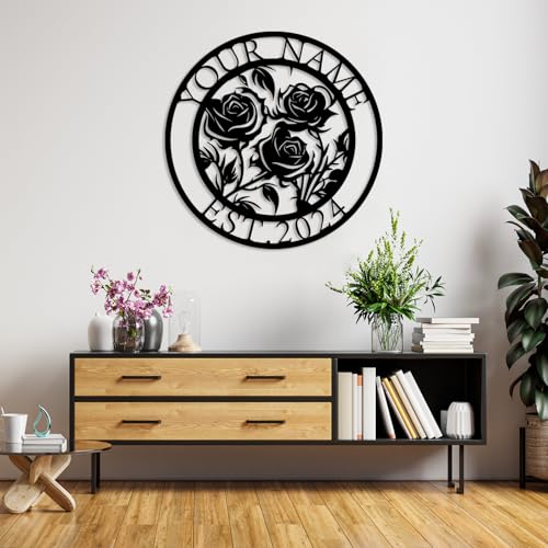 Custom Garden Name Metal Sign,Rose Flower Garden Metal Sign,Personalized Rose Flower Sign, With Stake Porch Decor Garden Decoration,Mother's Day Mom Grandma Gardener Gift (Rose A)