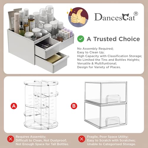 Makeup Organizer Storage Drawers, Large Capacity Cosmetic Organisers for Lipsticks, Jewelry, Nail Care, Skincare Organiser for Vanity, Ideal Desk Organizer for Dresser and Bathroom