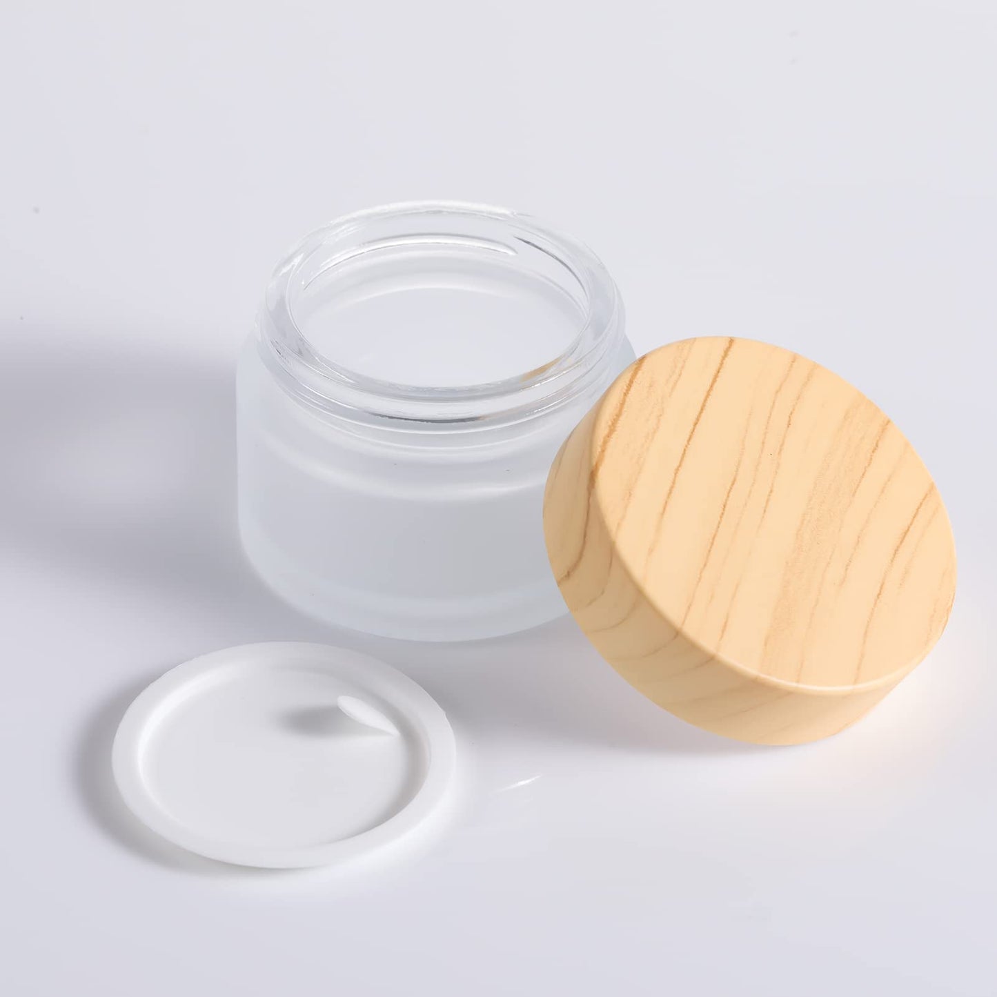 6 Pack Glass Jars,15ml Empty Frosted Refillable Sample Bottle Cosmetic Face Cream Jar Pot Bottle Container Holder Case with Screw Cap Lid and Liners
