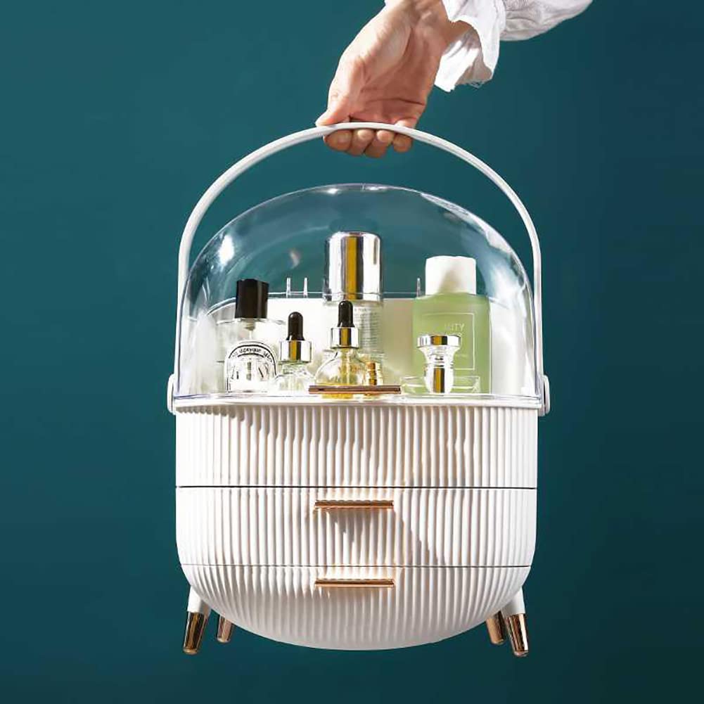 Multi-Function Make Up Case Dustproof Cosmetic Storage Box, Organizer Skin Care Products Jewelry Organizer Finishing Box for Bedroom Bathroom Desktop (Pink)