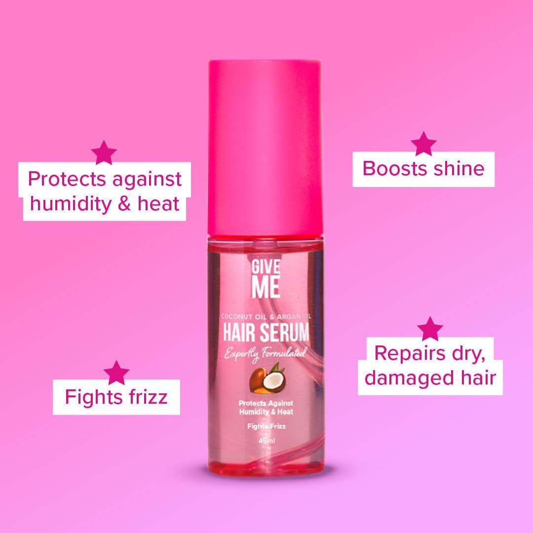 Give Me Cosmetics Hair Serum, Frizz Tamer, Seal in Moisture to Smooth, Tame & Protect, Enriched with Coconut and Argan Oil