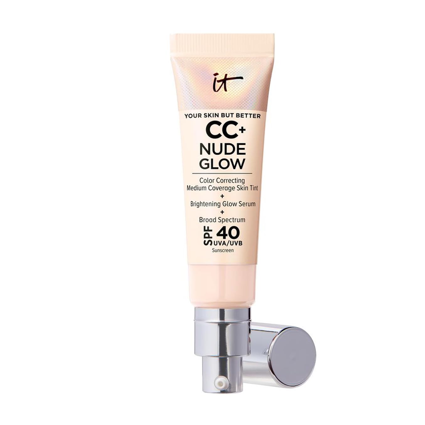 IT Cosmetics Your Skin But Better CC+ Cream Nude Glow, SPF 40, Lightweight Medium Coverage Foundation with 90% Skincare Base & 2% Niacinamide, for Brighter, Hydrated Skin, 32Ml
