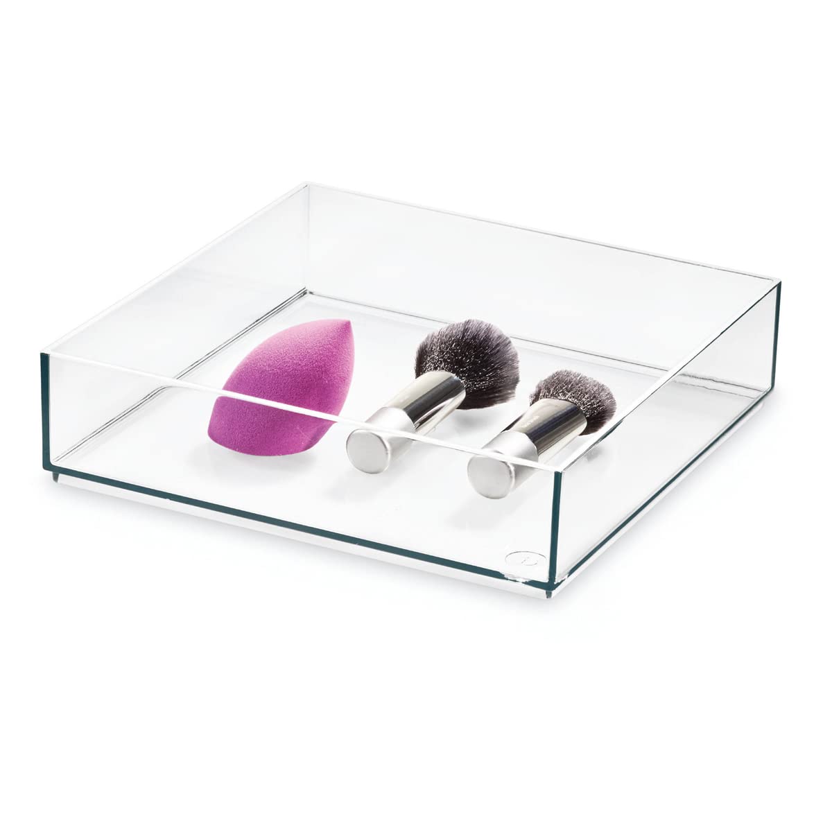 iDesign Storage Drawer from the Signature Series by Sarah Tanno, Rectangular PET Makeup Tray for Beauty Products, Cosmetic Organiser System, Clear/Matte White, 10.2 cm x 20.3 cm x 5 cm