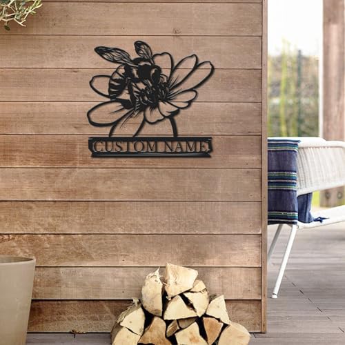 Custom Honey Bee Metal Wall Sign, Personalized Metal Bee Decor, Bee Garden Art, Gift for Bee Keeper, Bee Farm Sign, Gardener Decor, Bee Art (Bee M)