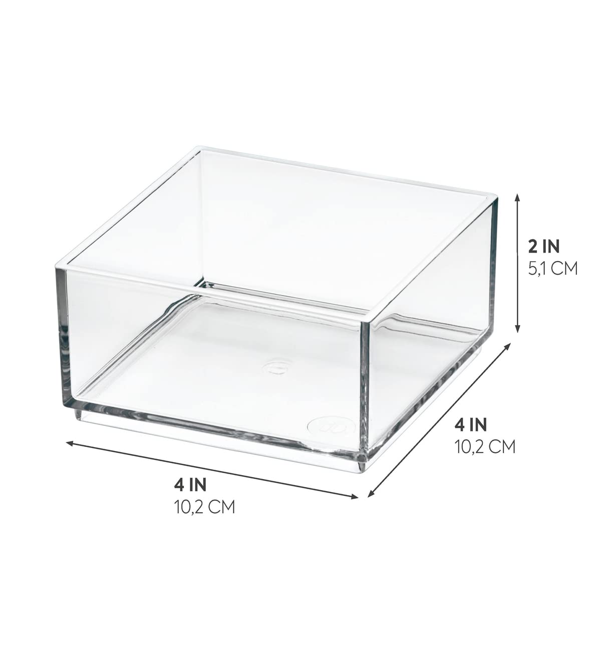 iDesign Storage Drawer from the Signature Series by Sarah Tanno, Rectangular PET Makeup Tray for Beauty Products, Cosmetic Organiser System, Clear/Matte White, 10.2 cm x 20.3 cm x 5 cm