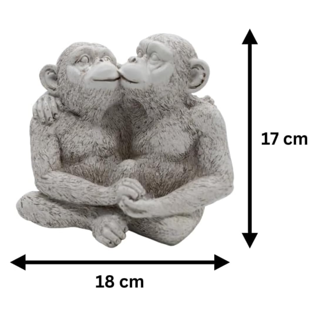 Garden Mile Stone Effect Animal Garden Statue Kissing Monkeys Sitting Monkeys Sculptures Patio Pond & Garden Ornaments Outdoor Home Outdoor Decor Living Room Decor
