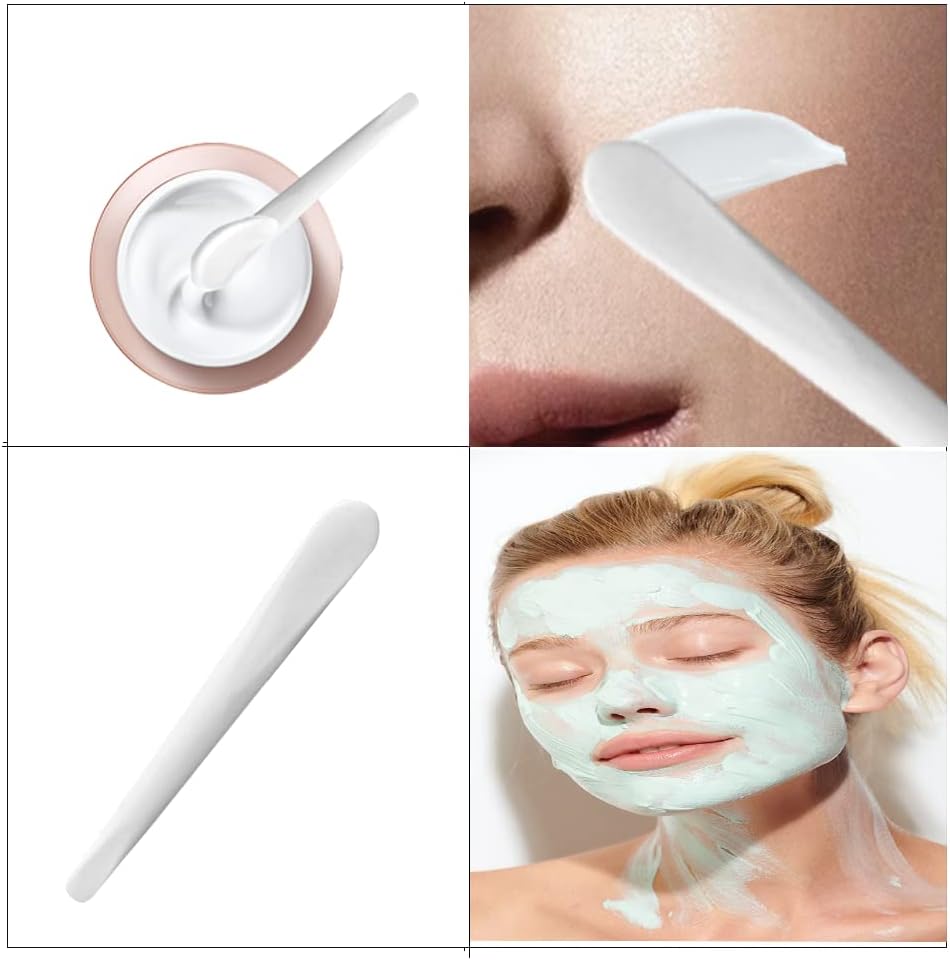 Cosmetic Spatula, 6 Pcs Mask Spatula, Facial Cream Spoon, Cosmetic Plastic Spatulas, Beauty Tool, Mixing Sampling, Black, White