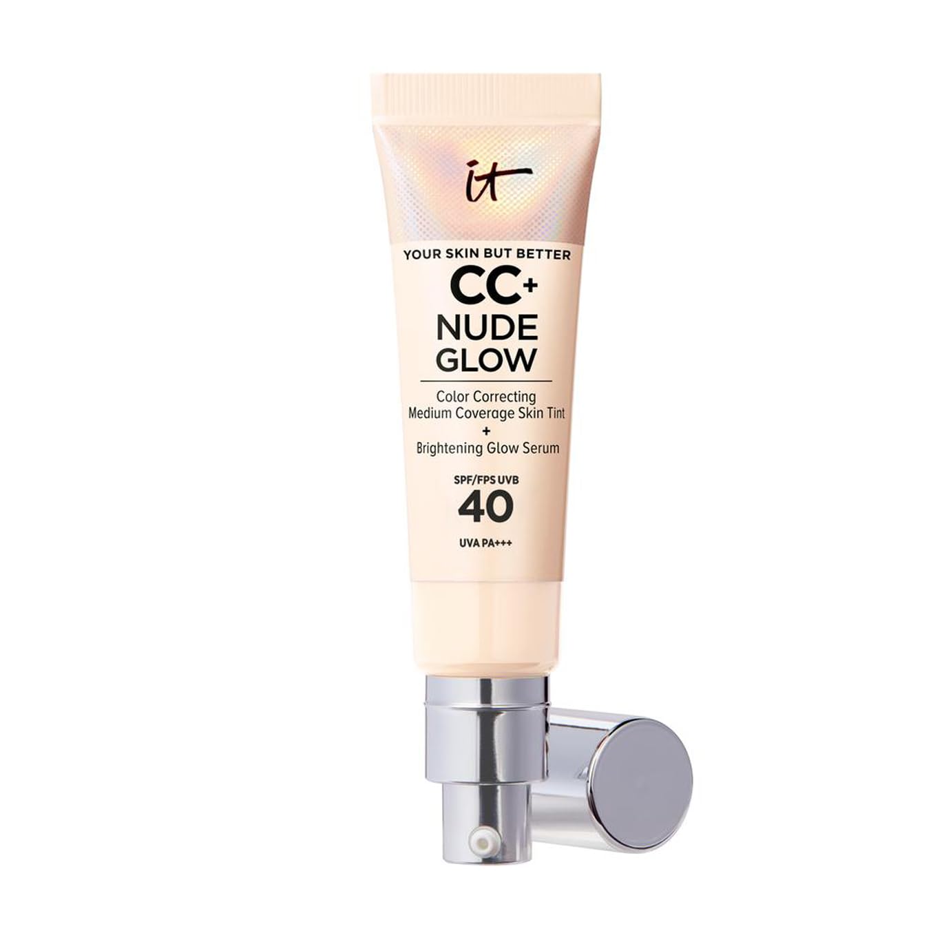IT Cosmetics Your Skin But Better CC+ Cream Nude Glow, SPF 40, Lightweight Medium Coverage Foundation with 90% Skincare Base & 2% Niacinamide, for Brighter, Hydrated Skin, 32Ml