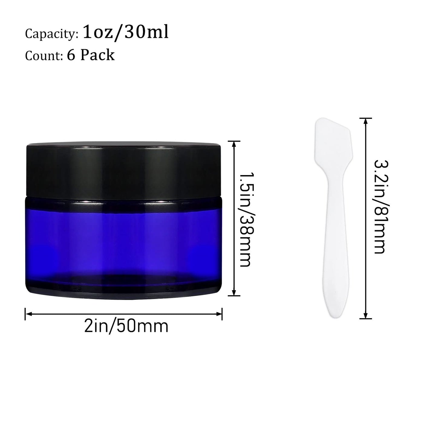 4 oz Amber Glass Round Jars with Black Lids, 6 Pack Empty Cosmetic Jars Face Cream Storage Containers for Powder,Lotion,Beauty Products,Travel Favors