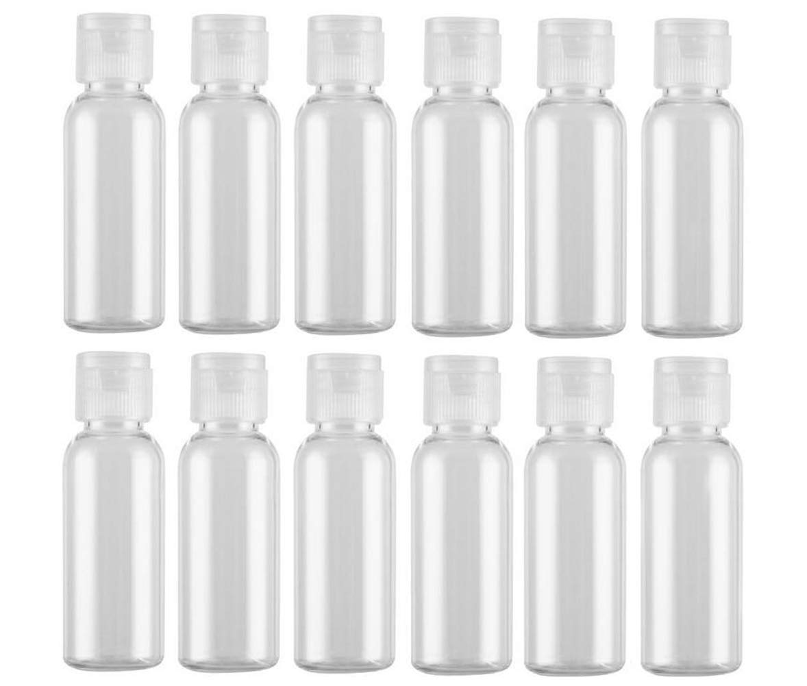 12PCS 15ml/0.5oz Empty Clear Plastic Sample Bottle Travel Container Jar Pot Vial with Flip Lid Perfect for Makeup Emollient Water Shower Gel Emulsion Liquid Comestic Containers (15ml/0.5oz)
