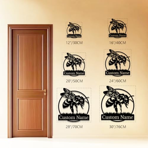 Custom Honey Bee Metal Wall Sign, Personalized Metal Bee Decor, Bee Garden Art, Gift for Bee Keeper, Bee Farm Sign, Gardener Decor, Bee Art (Bee M)