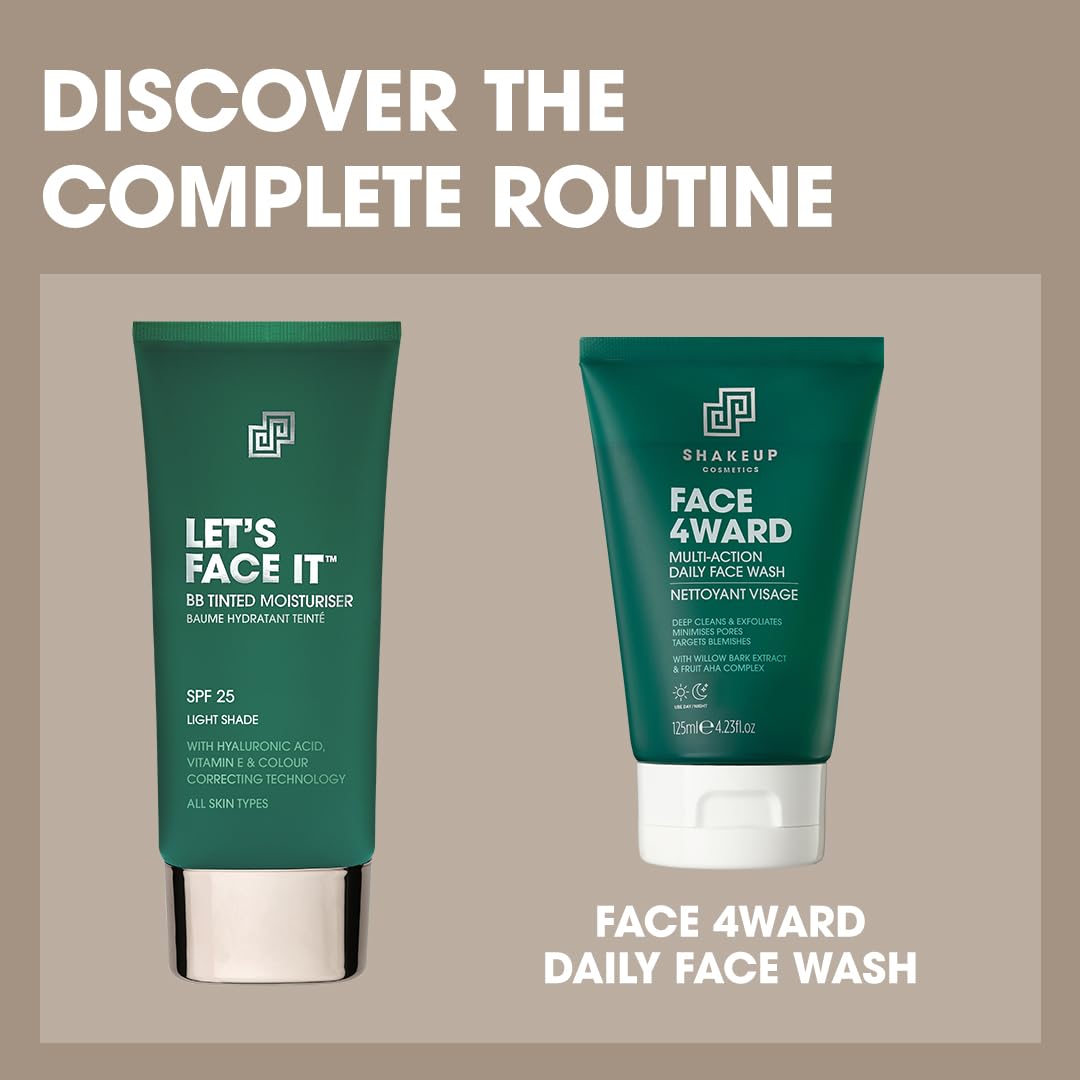 Shakeup Cosmetics Mens Tinted Moisturiser, Vegan Makeup for Men, Natural Coverage for Redness & Blemishes, 24hr Moisturisation with SPF, Easy Application, Bronze Shade, 50ml. Aka. LET'S FACE IT