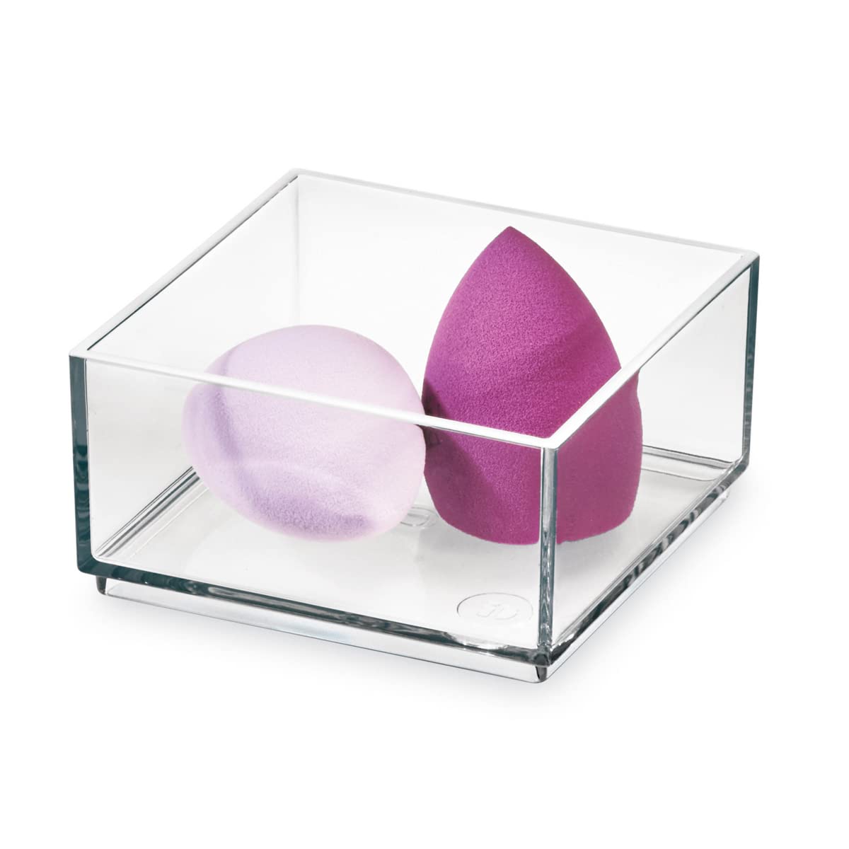 iDesign Storage Drawer from the Signature Series by Sarah Tanno, Rectangular PET Makeup Tray for Beauty Products, Cosmetic Organiser System, Clear/Matte White, 10.2 cm x 20.3 cm x 5 cm