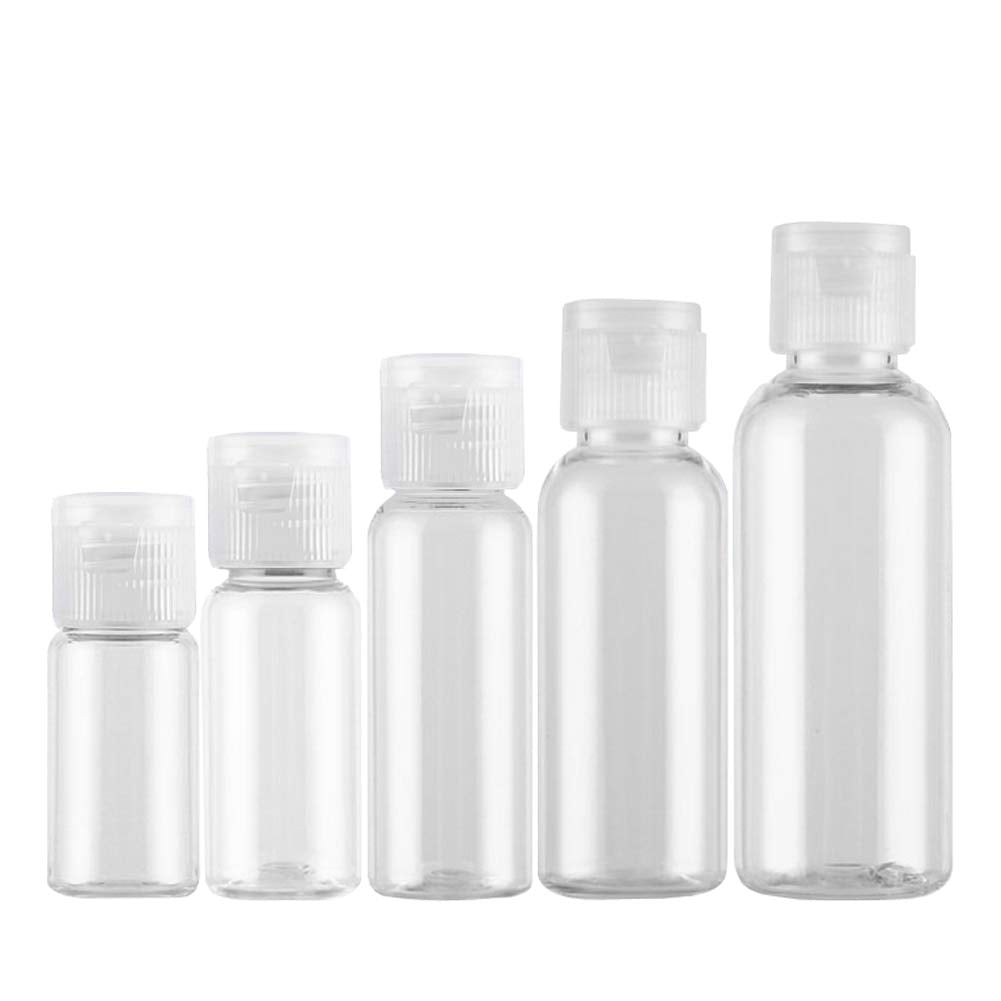 12PCS 15ml/0.5oz Empty Clear Plastic Sample Bottle Travel Container Jar Pot Vial with Flip Lid Perfect for Makeup Emollient Water Shower Gel Emulsion Liquid Comestic Containers (15ml/0.5oz)