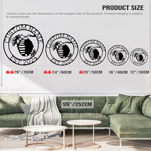 Custom Honey Bee Metal Wall Sign, Personalized Metal Bee Decor, Bee Garden Art, Gift for Bee Keeper, Bee Farm Sign, Gardener Decor, Bee Art (Bee M)