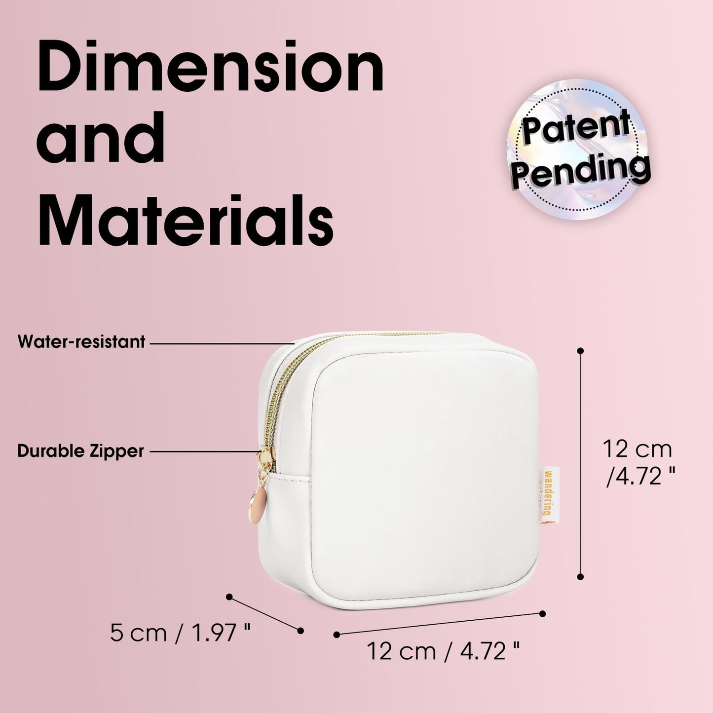 Small Makeup Bag for Handbag, Mini Make Up Bag for Purse, Small Makeup Pouch for Women, Cosmetic Bag with Slip-in Pockets, Vegan Leather Travel Makeup Bag, Black (Patent Pending)