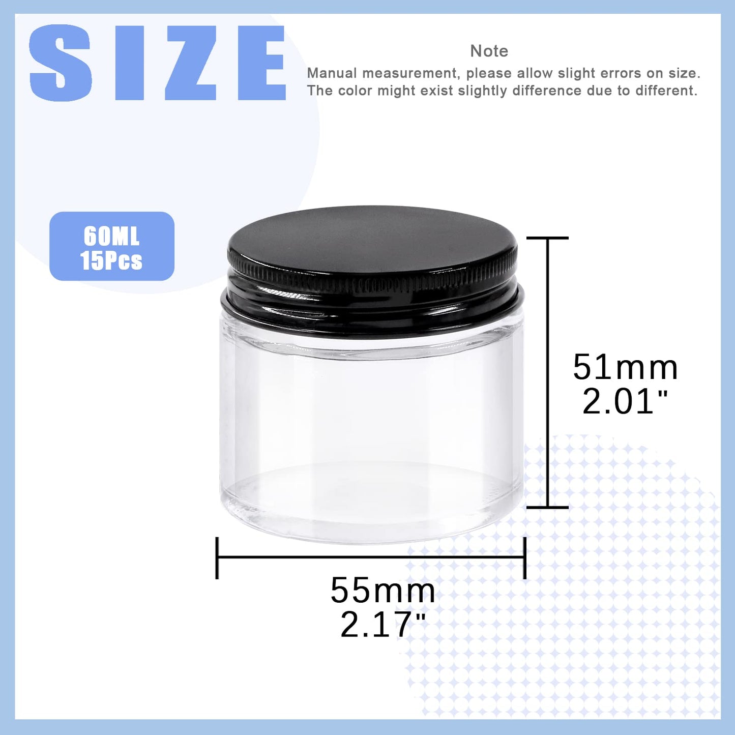 Glarks 8 Pack 8oz/240ml Glass Jars with Lids, Round Clear Glass Jars with Inner Liner and Black Lids for Storing Creams, Beauty Products, Cosmetic and Ointments
