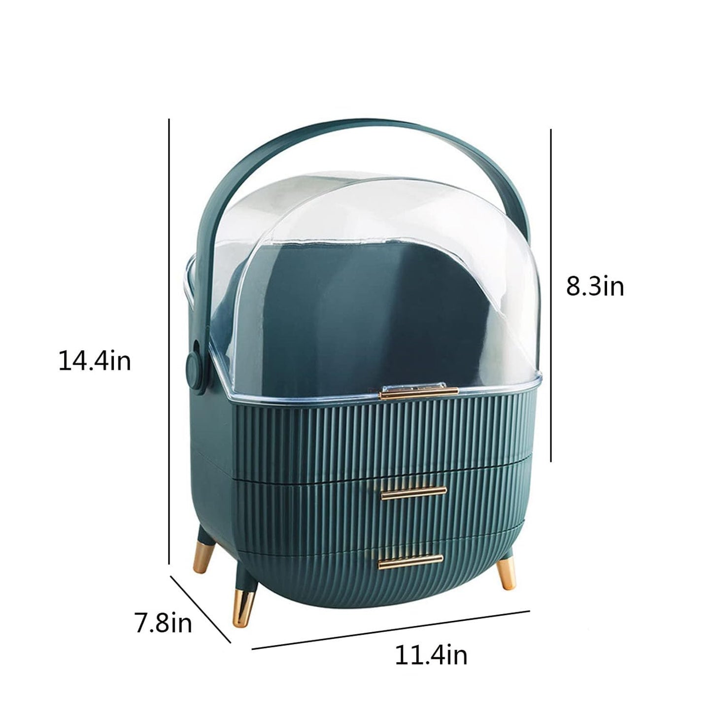 Makeup Organizer Box, Clear Cover Cosmetic Display Case with Two Tier Storage Box and Brush Storage Box, Skincare Organizers for Bathroom Countertop, Bedroom Vanity Desk and Travel (White)