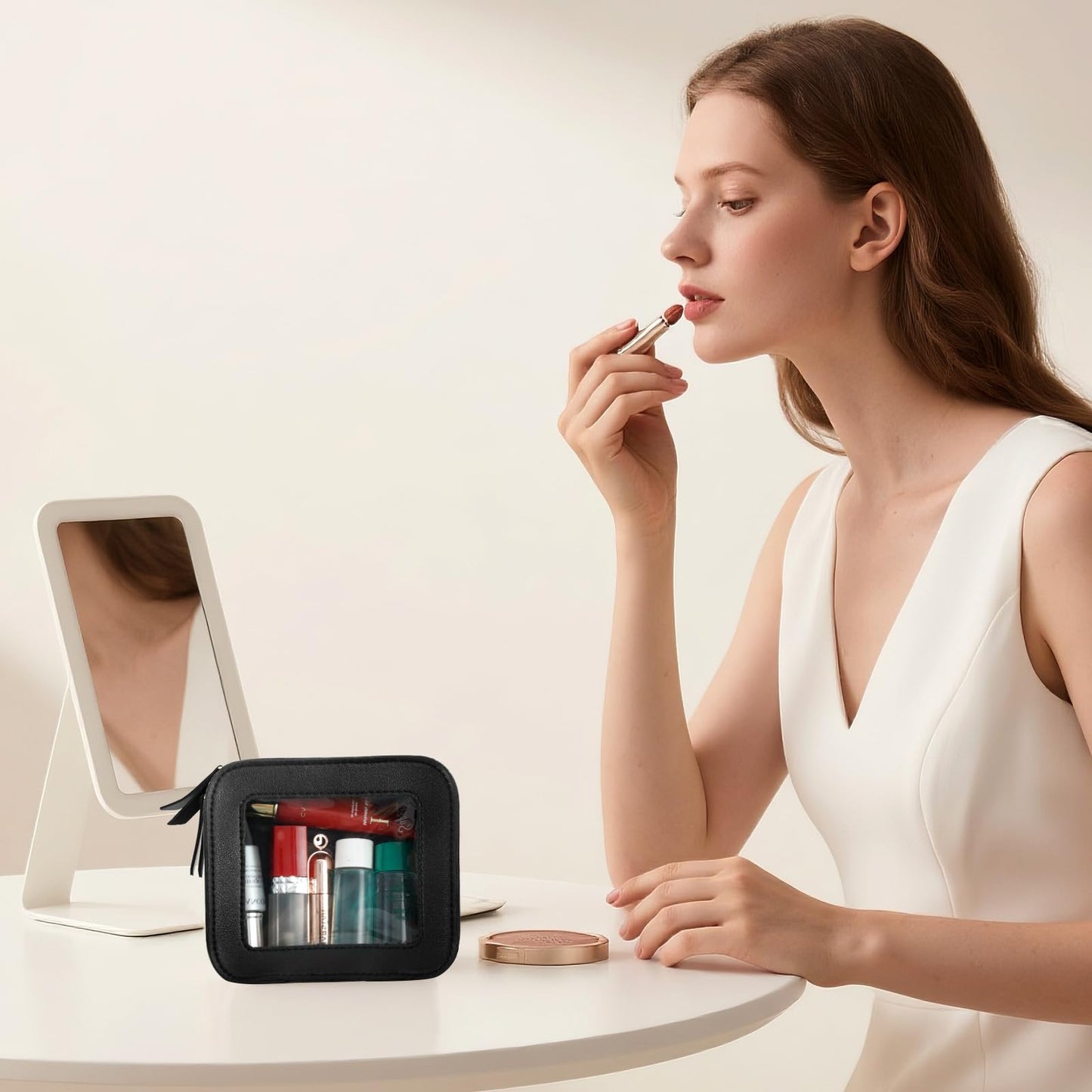 Clear Makeup Bag Travel Toiletries Bags for Women Cosmetic Bags with Double Zippers Waterproof Small Makeup Bag for Ladies Girls