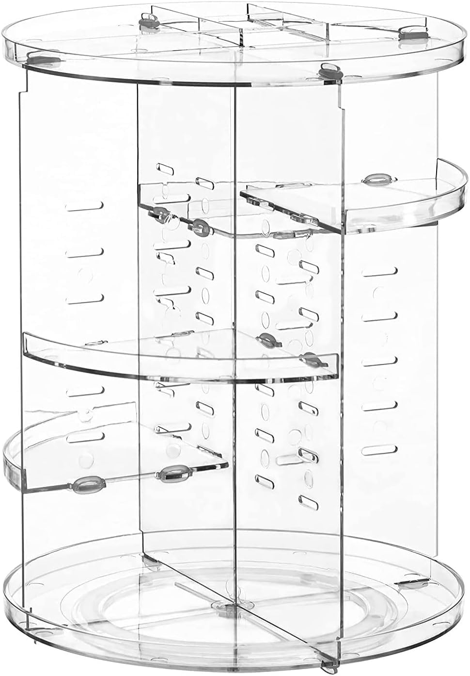 Makeup Organizer, 360 Degree Rotating Cosmetic Organiser, with 6 Adjustable Layers Clear Spinning Makeup Stand Skincare Display Case, Large Capacity for Countertop Vanity