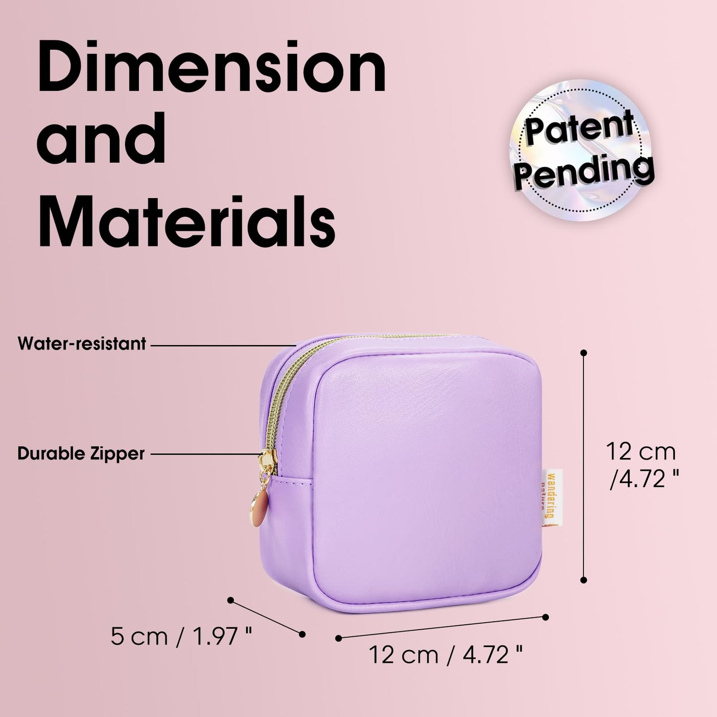 Small Makeup Bag for Handbag, Mini Make Up Bag for Purse, Small Makeup Pouch for Women, Cosmetic Bag with Slip-in Pockets, Vegan Leather Travel Makeup Bag, Black (Patent Pending)