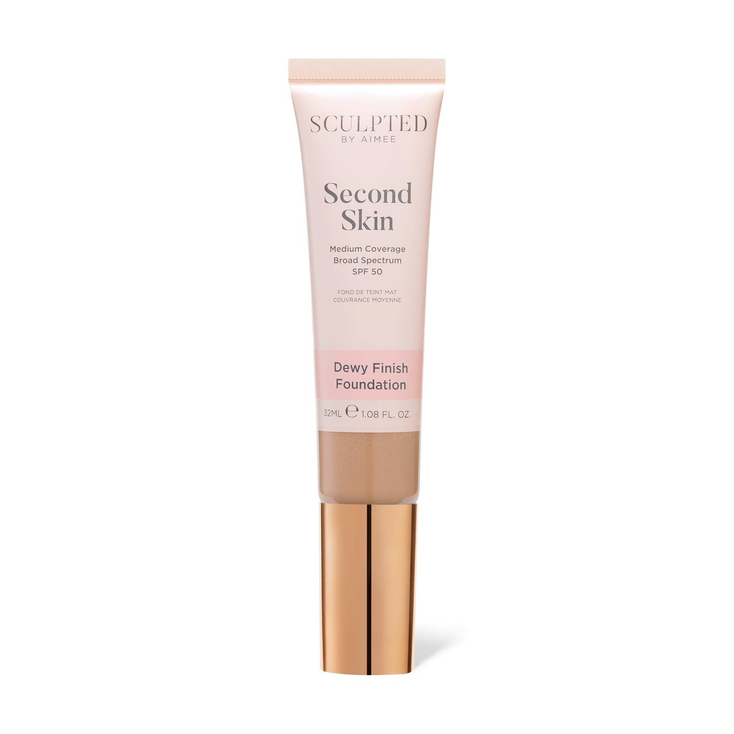 Second Skin Dewy Liquid Face Foundation from Sculpted by Aimee - 32ml Buildable, Medium Coverage Foundation with Dewy Finish, Hyaluronic Acid, Collagen Boosting Formula, SPF 50, (Fair Plus 2.5)