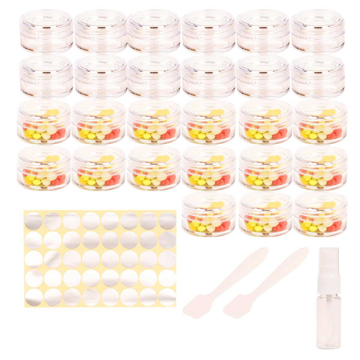 70 Pcs Empty Plastic Cosmetic Jars, 5ml Sample Containers Pots Bottles,sample pots for cosmetics, Travel Cosmetic Jar Pots with Lids,travel pots for cream,travel cream pots for toiletries