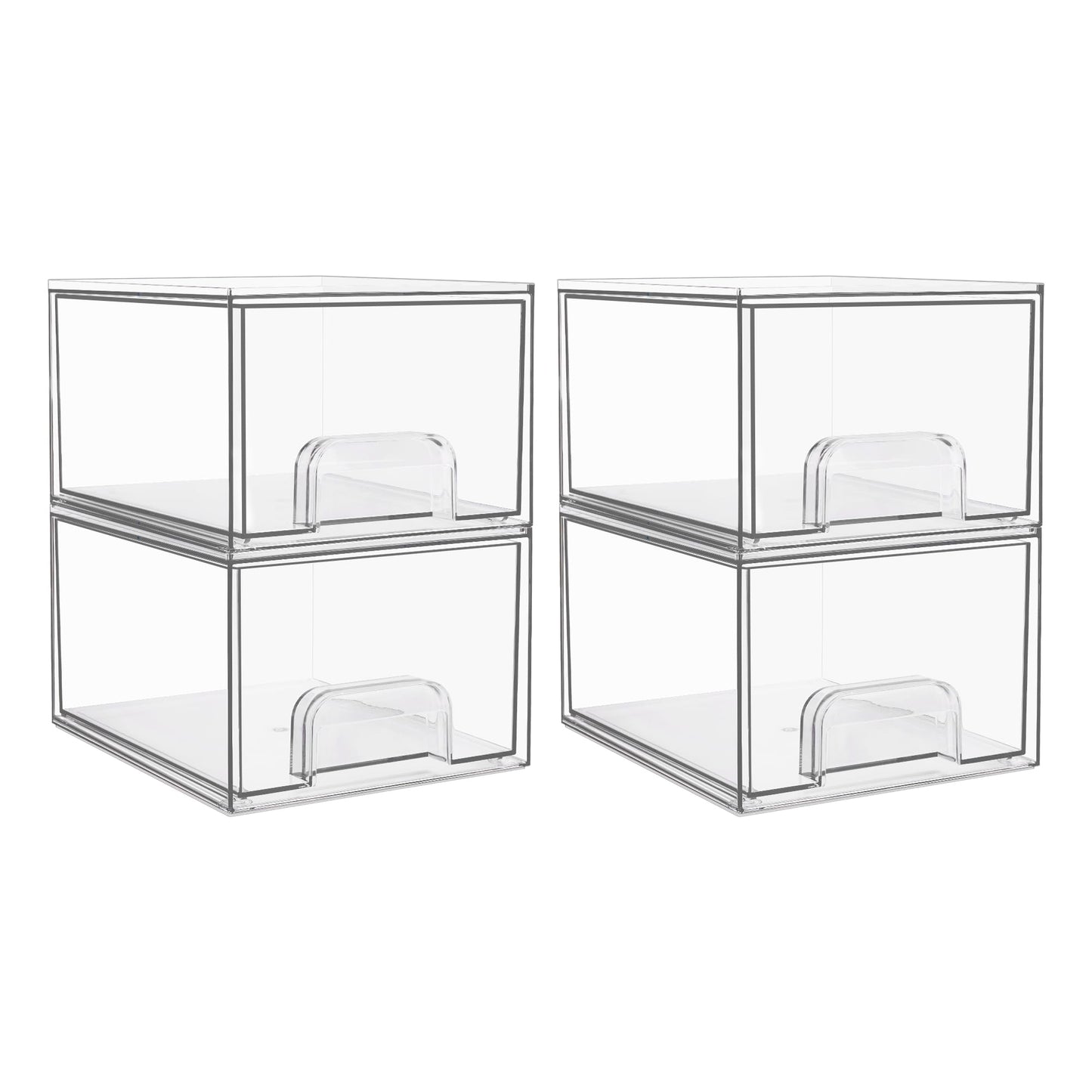Vtopmart 3 Pack Clear Small Stackable Storage Drawers, Acrylic Bathroom Makeup Organiser, Plastic Storage Box For Vanity, Under Sink, Kitchen Cupboard, Pantry, Home Organization