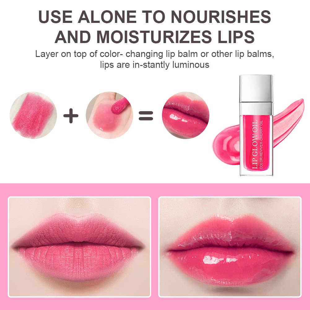 AOOWU Plumping Lip Oil Tinted, Moisturizing Lip Oil Long Lasting Nourishing Lip, Hydrating Lip Gloss Tint Lipstick for Women, Glitter Shine Liquid Lipstick, Lip Glaze Makeup Cosmetic