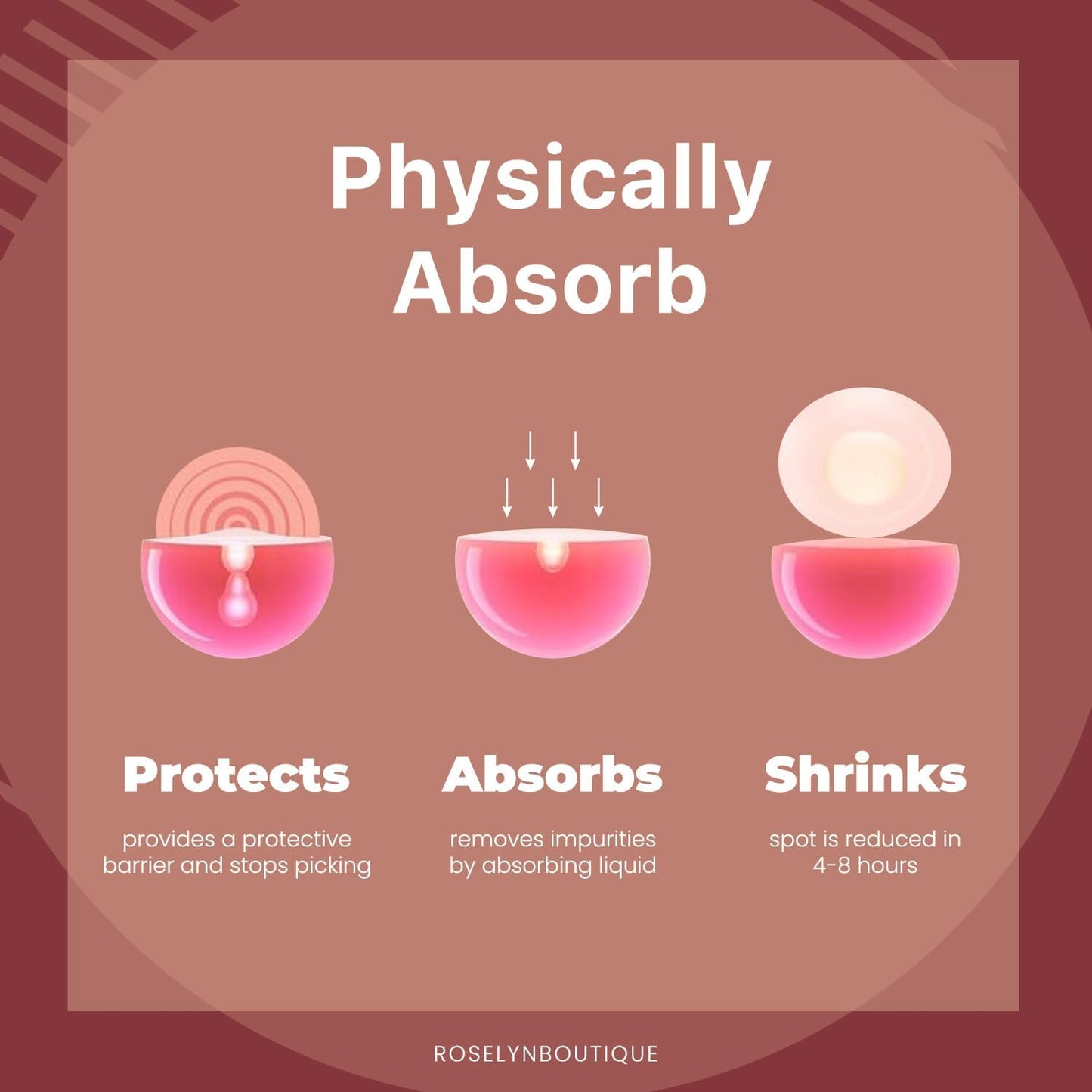 ROSELYNBOUTIQUE Pimple Patches - Hydrocolloid Spot Patches for Blemishes – 300 Clear Dots – Vegan & Cruelty-Free – Cosmetic Facial Skincare Product