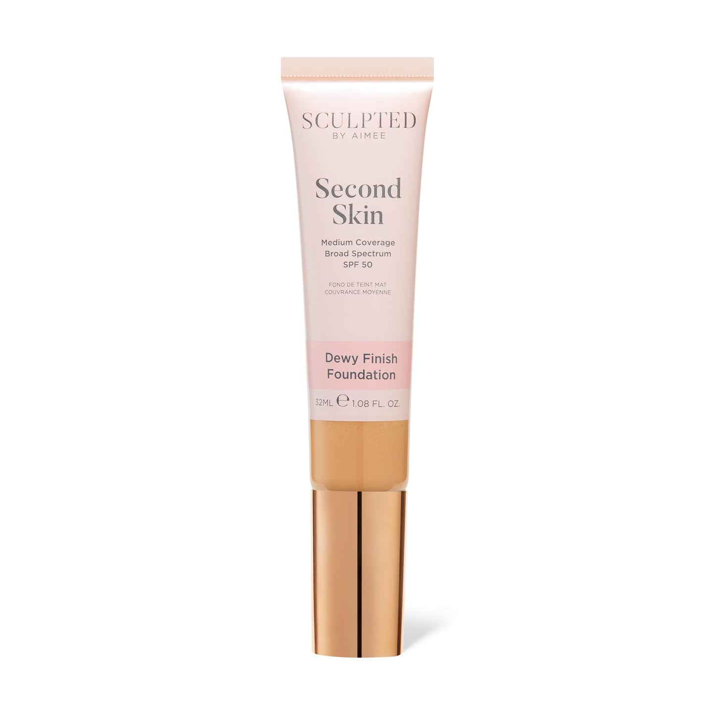 Second Skin Dewy Liquid Face Foundation from Sculpted by Aimee - 32ml Buildable, Medium Coverage Foundation with Dewy Finish, Hyaluronic Acid, Collagen Boosting Formula, SPF 50, (Fair Plus 2.5)