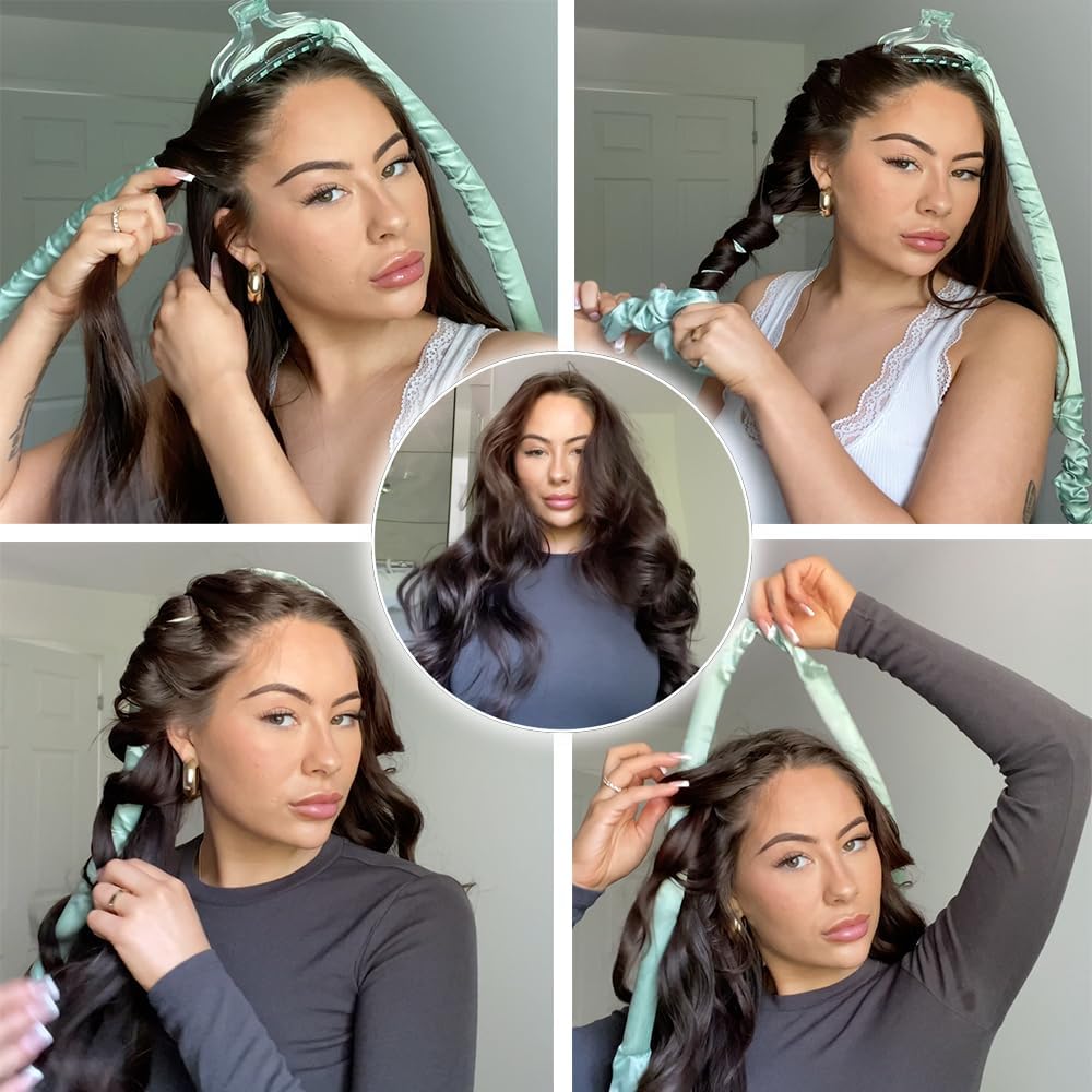 Give Me Cosmetics Heatless Curlers, Satin Hair Curler, No Heat Curls, Includes Scrunchies, Headband for Short & Long Hair, Claw Clip, Padded Blow Out Rod, Gifts for Teenagers Women