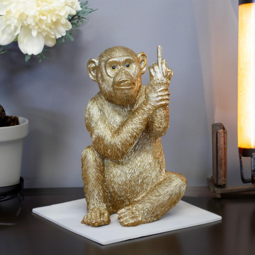 THE ENCHANTED GARDEN Gold Rude Monkey Figurine Home Decor Animal Ornaments And Sculptures